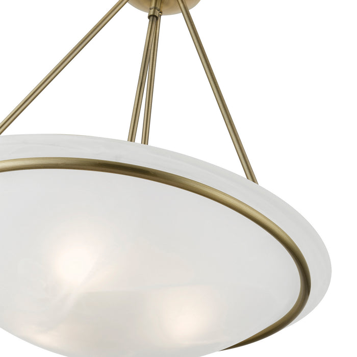 Livex Lighting 4826-01 Three Light Pendant, Antique Brass