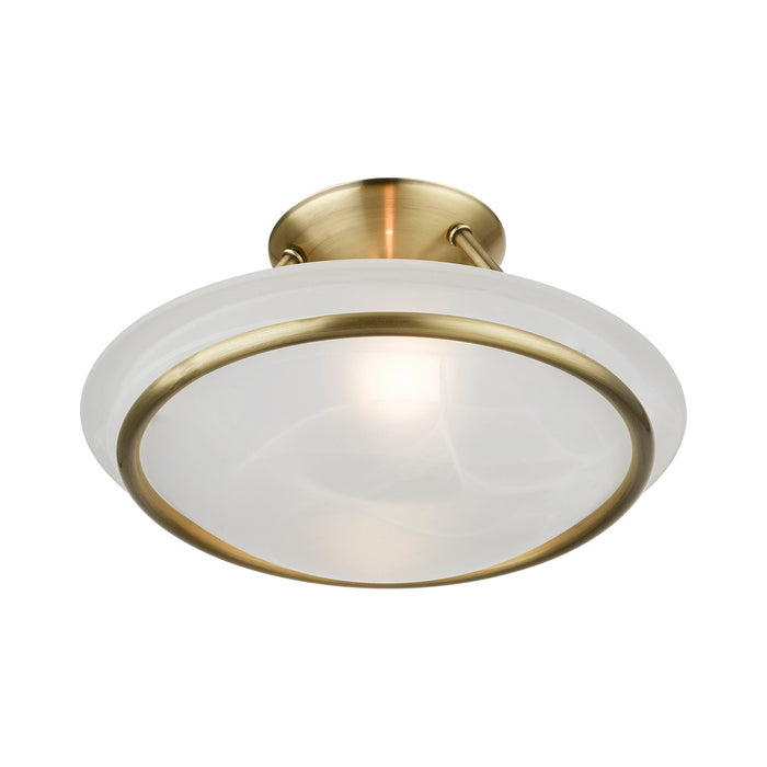 Livex Lighting 4823-01 Two Light Semi-Flush Mount, Antique Brass