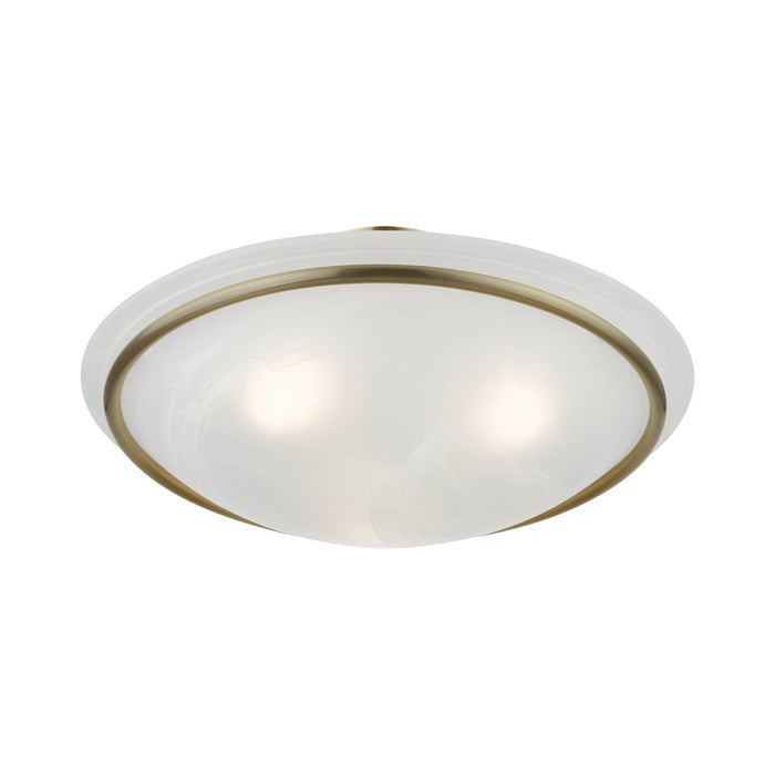 Livex Lighting 4824-01 Three Light Semi-Flush Mount, Antique Brass