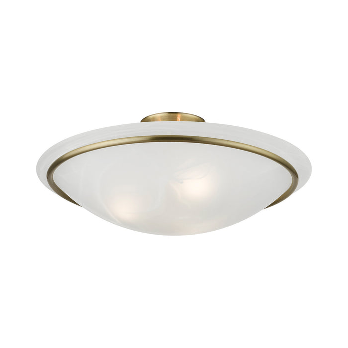 Livex Lighting 4825-01 Three Light Semi-Flush Mount, Antique Brass