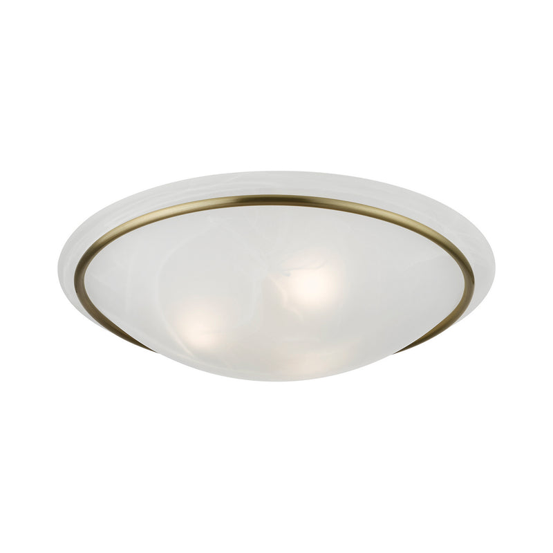 Livex Lighting 4825-01 Three Light Semi-Flush Mount, Antique Brass
