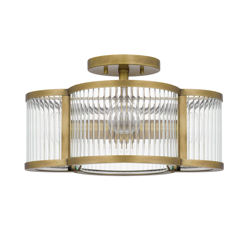Quoizel ASR1715WS Four Light Semi-Flush Mount, Weathered Brass