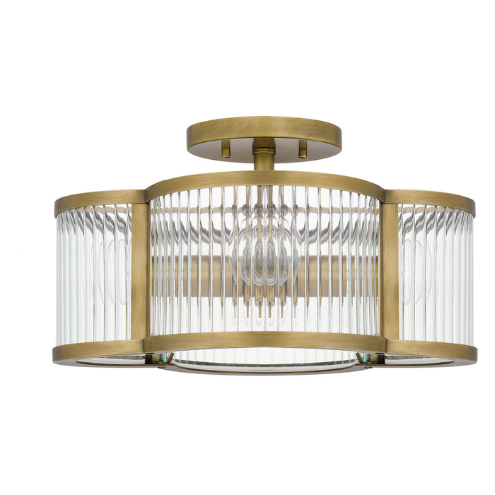 Quoizel ASR1715WS Four Light Semi-Flush Mount, Weathered Brass