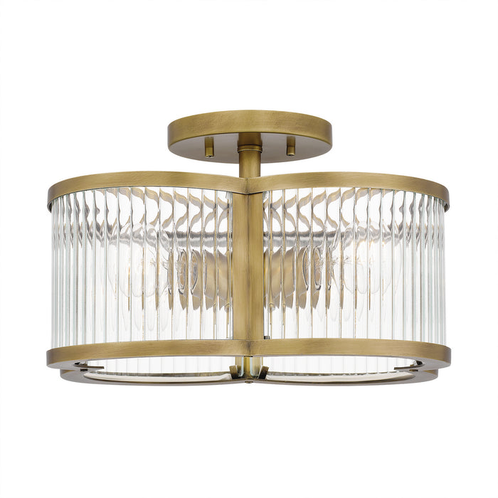 Quoizel ASR1715WS Four Light Semi-Flush Mount, Weathered Brass
