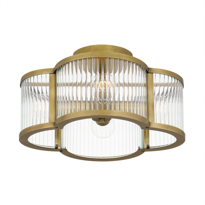 Quoizel ASR1715WS Four Light Semi-Flush Mount, Weathered Brass