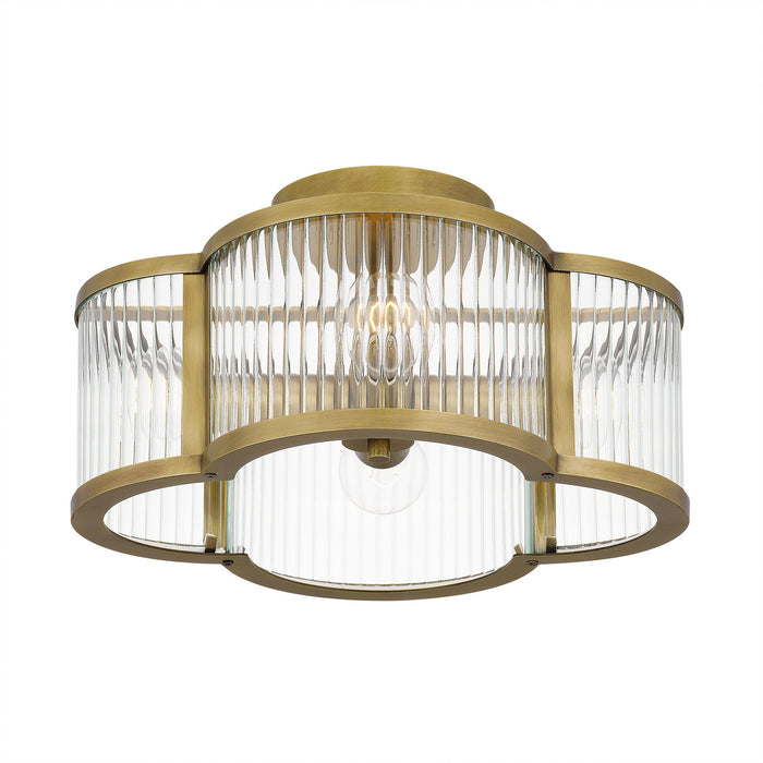 Quoizel ASR1715WS Four Light Semi-Flush Mount, Weathered Brass