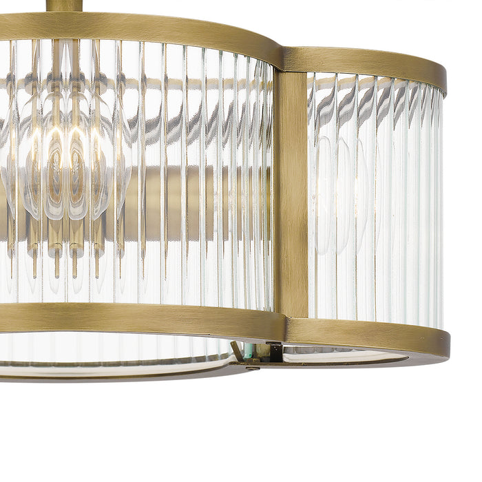 Quoizel ASR1715WS Four Light Semi-Flush Mount, Weathered Brass