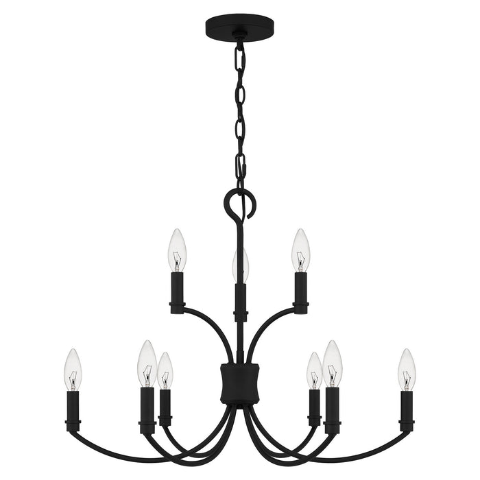 Quoizel BRR5025MBK Nine Light Chandelier, Matte Black