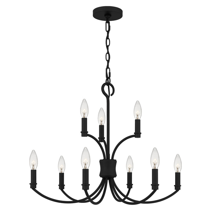 Quoizel BRR5025MBK Nine Light Chandelier, Matte Black