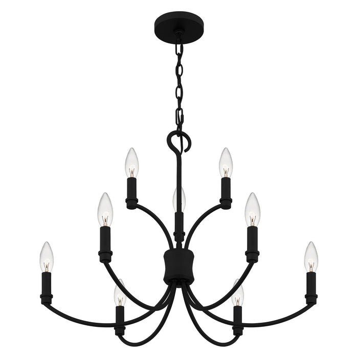Quoizel BRR5025MBK Nine Light Chandelier, Matte Black