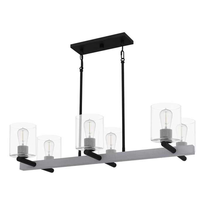 Quoizel CDW138MBK Six Light Linear Chandelier, Matte Black