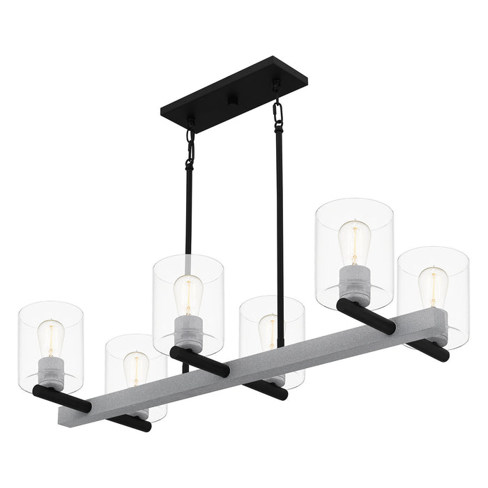 Quoizel CDW138MBK Six Light Linear Chandelier, Matte Black
