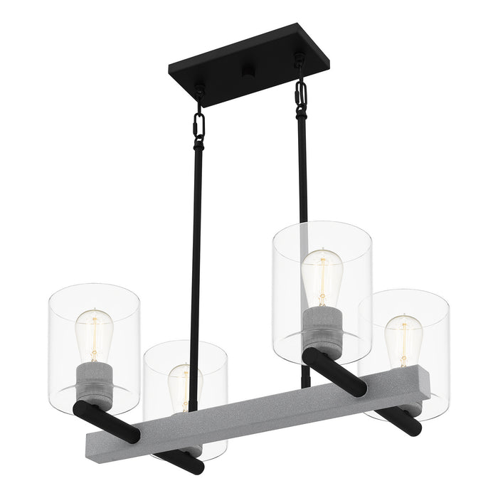 Quoizel CDW5022MBK Four Light Linear Chandelier, Matte Black
