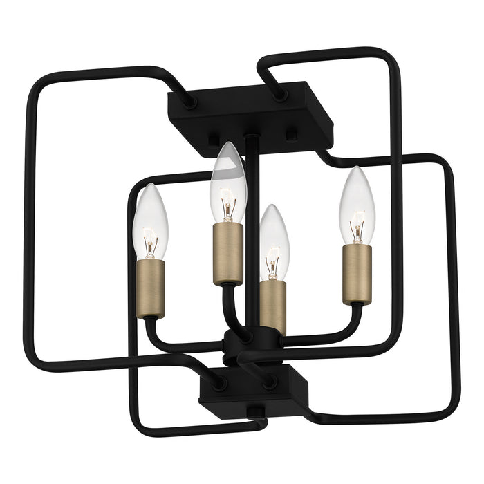 Quoizel COX1712MBK Four Light Semi-Flush Mount, Matte Black