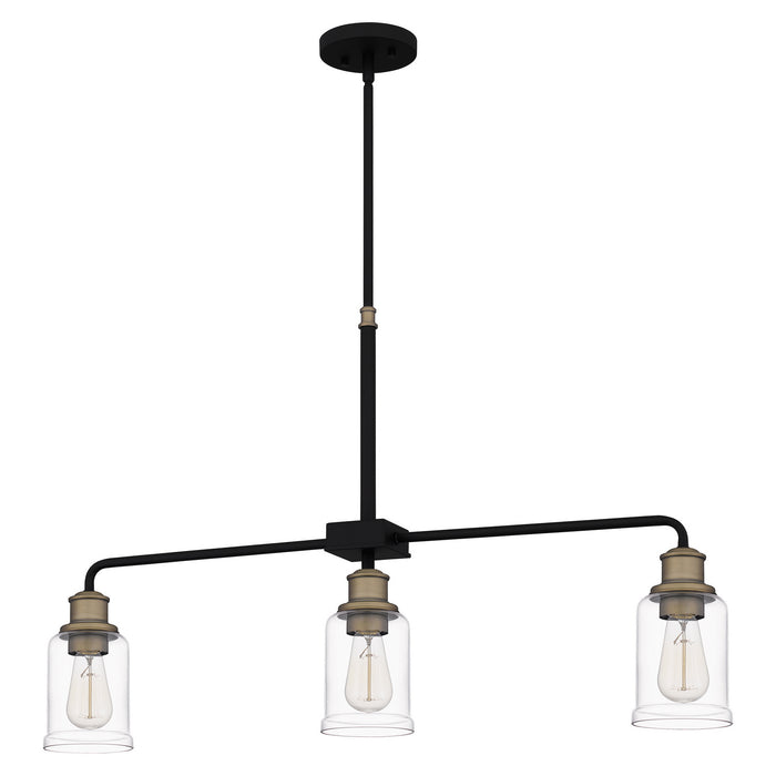 Quoizel COX336MBK Three Light Linear Chandelier, Matte Black