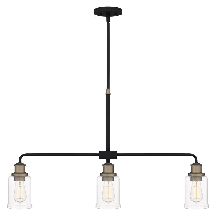 Quoizel COX336MBK Three Light Linear Chandelier, Matte Black