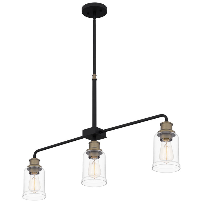 Quoizel COX336MBK Three Light Linear Chandelier, Matte Black