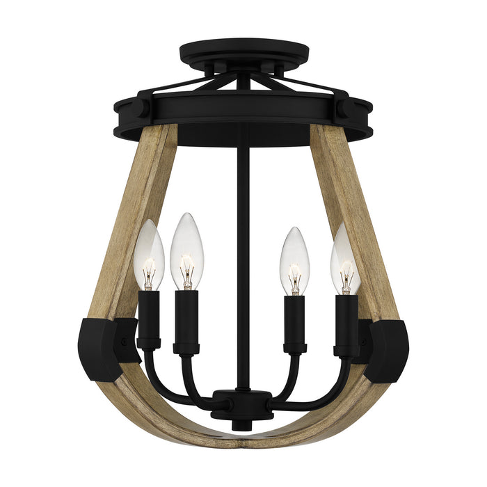Quoizel DMA1716MBK Four Light Semi-Flush Mount, Matte Black
