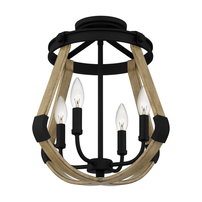 Quoizel DMA1716MBK Four Light Semi-Flush Mount, Matte Black