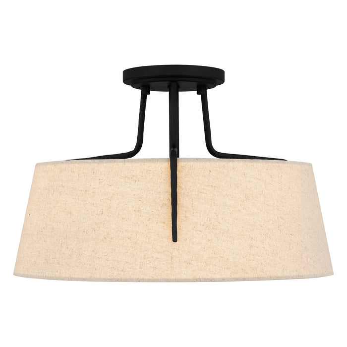 Quoizel LOA1716MBK Three Light Semi Flush Mount, Matte Black