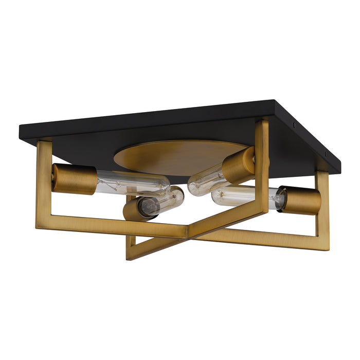 Quoizel QFL5353AB Four Light Flush Mount, Aged Brass