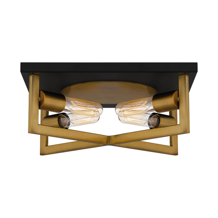 Quoizel QFL5353AB Four Light Flush Mount, Aged Brass