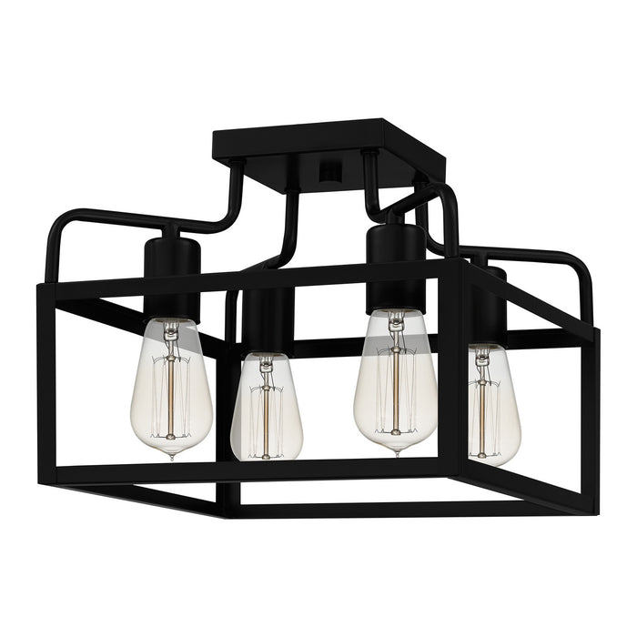 Quoizel QSF5349MBK Four Light Semi-Flush Mount, Matte Black