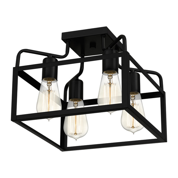 Quoizel QSF5349MBK Four Light Semi-Flush Mount, Matte Black