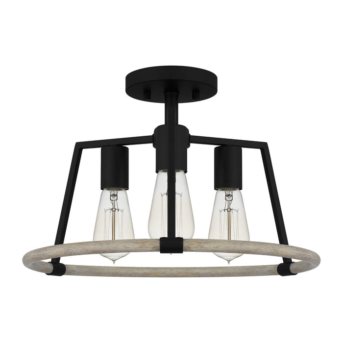 Quoizel TPT1716MBK Three Light Semi Flush Mount, Matte Black