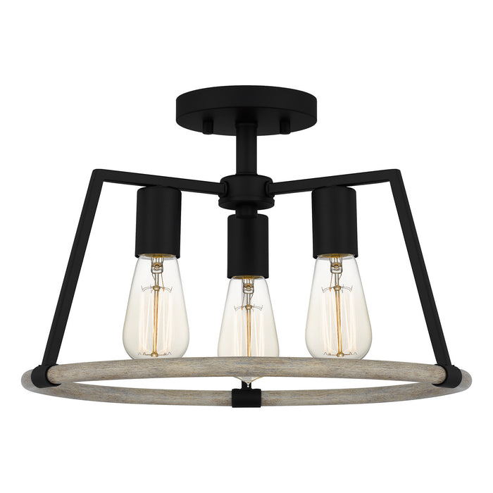 Quoizel TPT1716MBK Three Light Semi Flush Mount, Matte Black