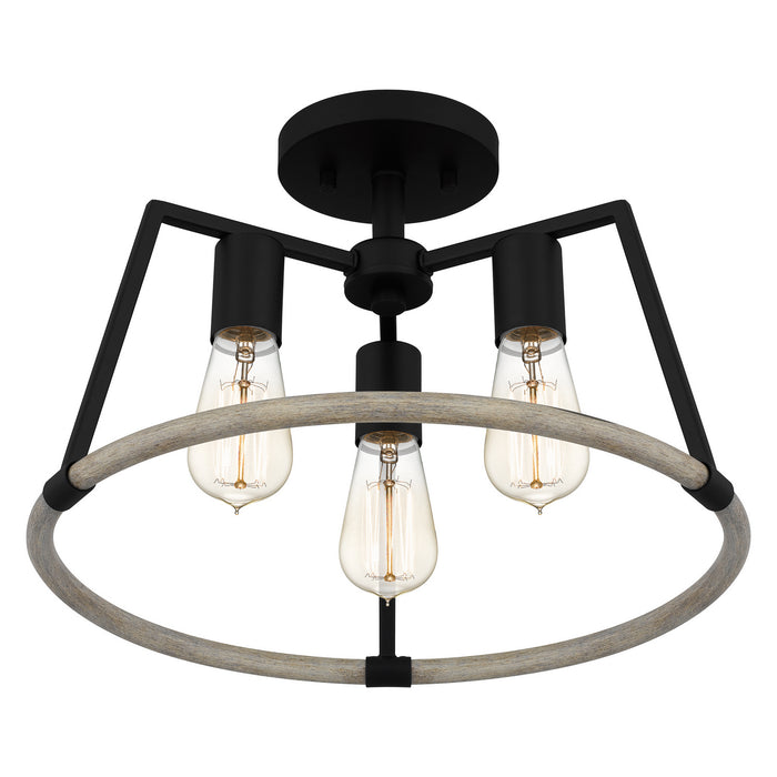 Quoizel TPT1716MBK Three Light Semi Flush Mount, Matte Black
