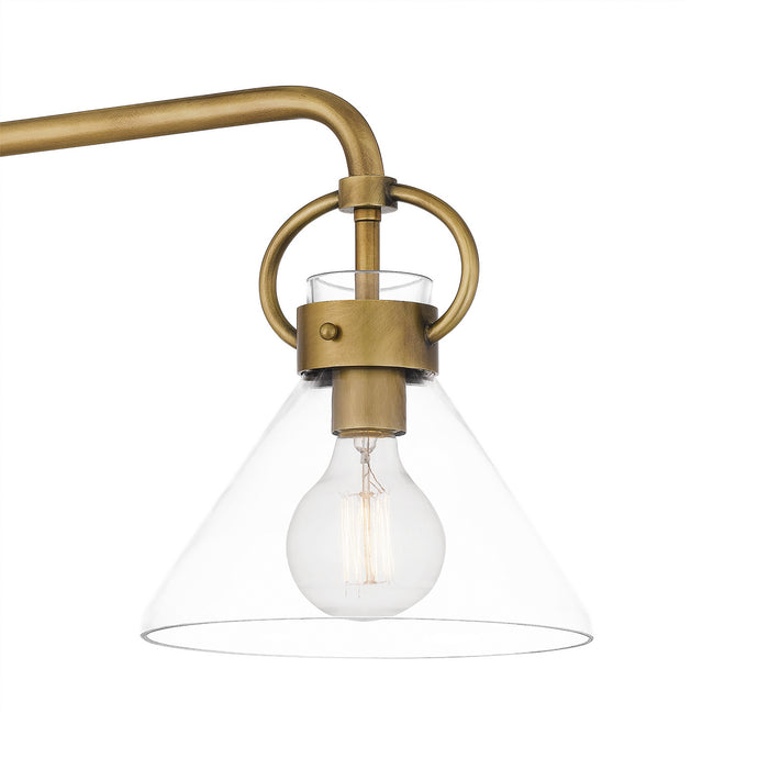 Quoizel WBS136WS Three Light Linear Chandelier, Weathered Brass