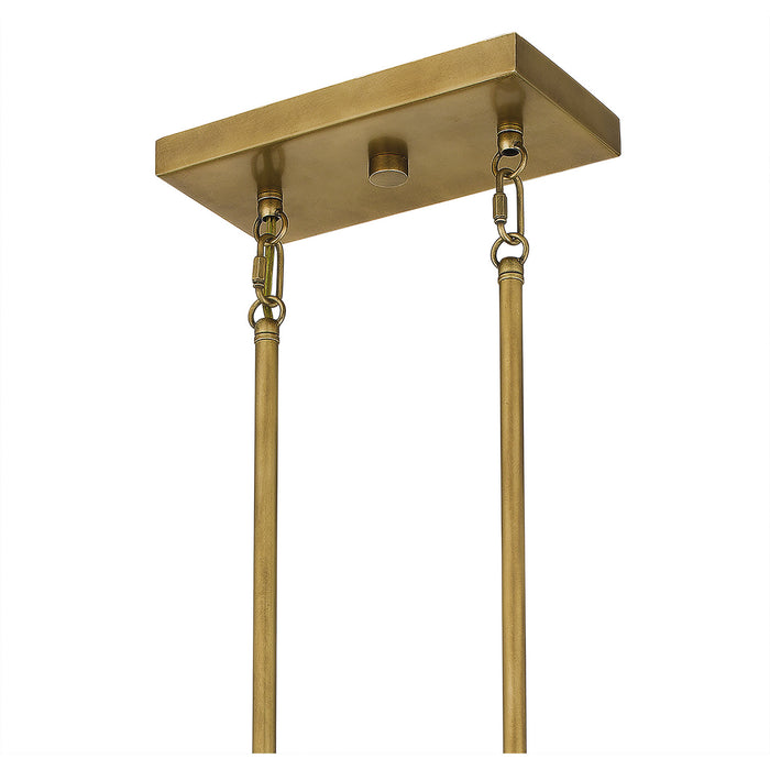 Quoizel WBS136WS Three Light Linear Chandelier, Weathered Brass