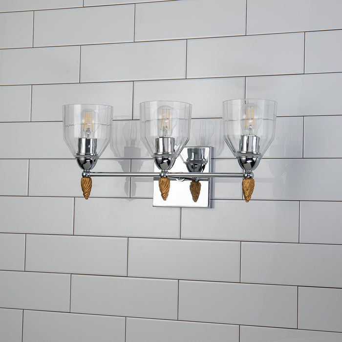 Lucas + McKearn BB1000PC-3-F2G Three Light Vanity, Polished Chrome
