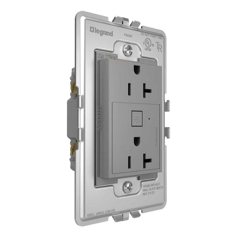 Legrand WNAR203M1 Plus-Sized 20A Outlet, Magnesium
