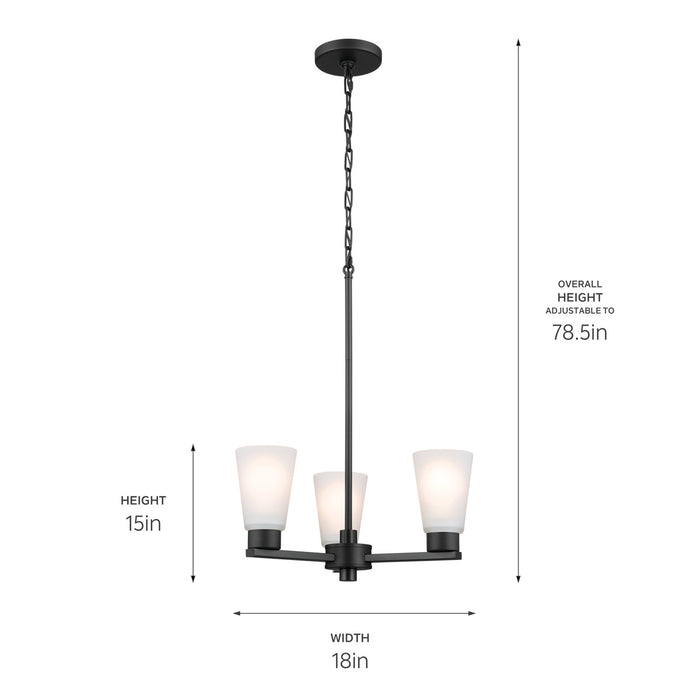 Kichler 52435BK Three Light Chandelier, Black