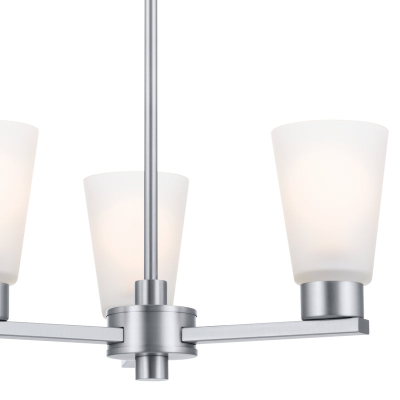 Kichler 52435NI Three Light Chandelier, Brushed Nickel