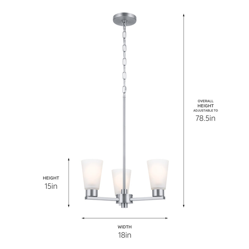 Kichler 52435NI Three Light Chandelier, Brushed Nickel