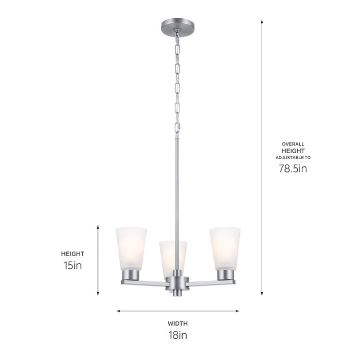 Kichler 52435NI Three Light Chandelier, Brushed Nickel