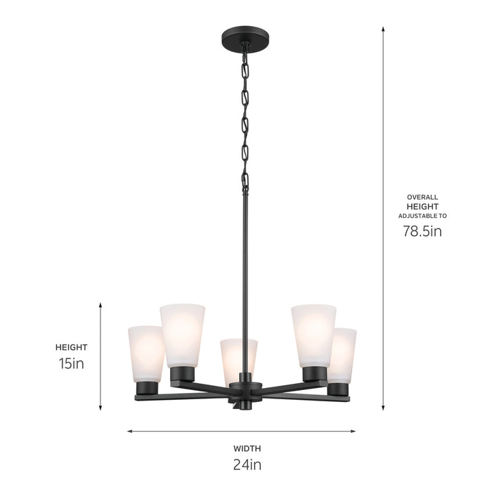 Kichler 52436BK Five Light Chandelier, Black