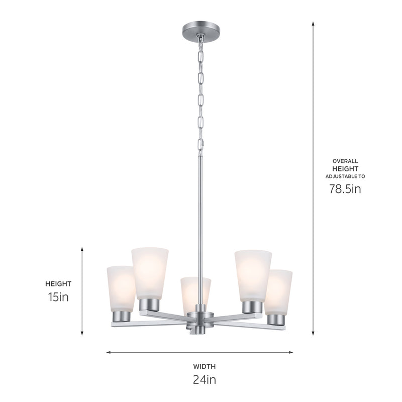 Kichler 52436NI Five Light Chandelier, Brushed Nickel