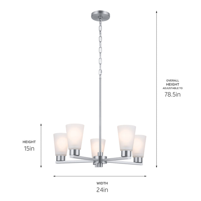 Kichler 52436NI Five Light Chandelier, Brushed Nickel