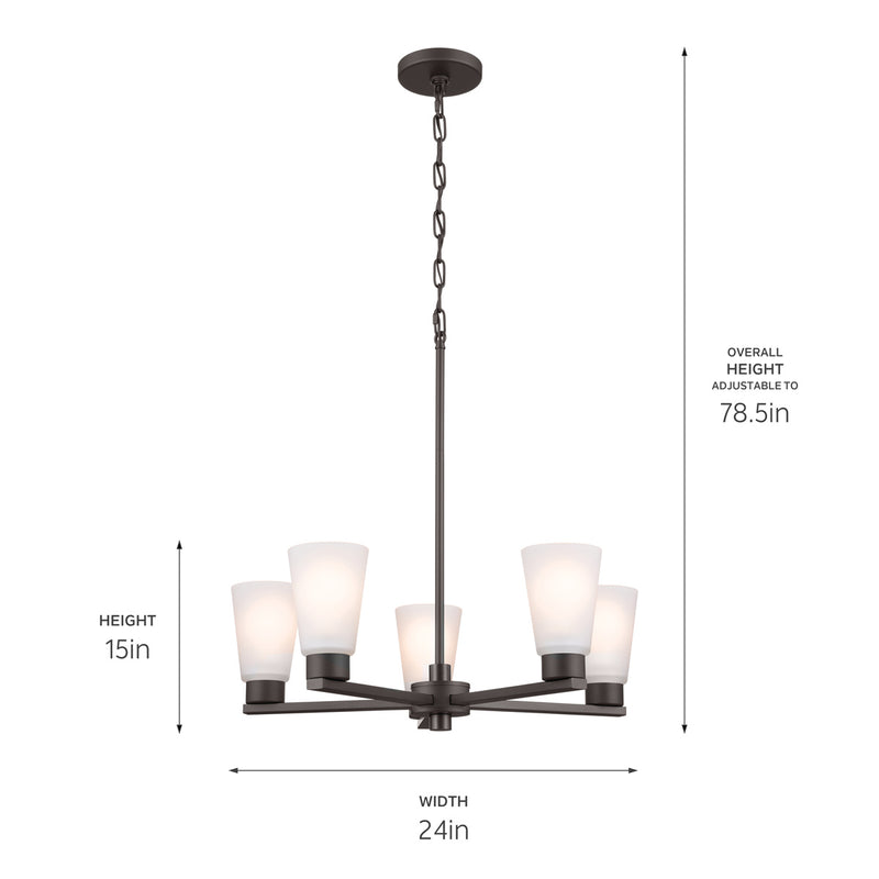Kichler 52436OZ Five Light Chandelier, Olde Bronze