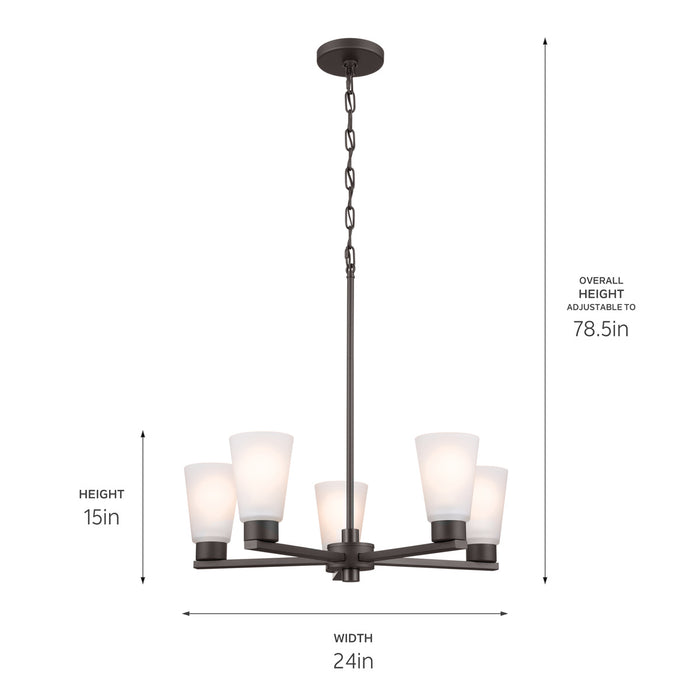 Kichler 52436OZ Five Light Chandelier, Olde Bronze