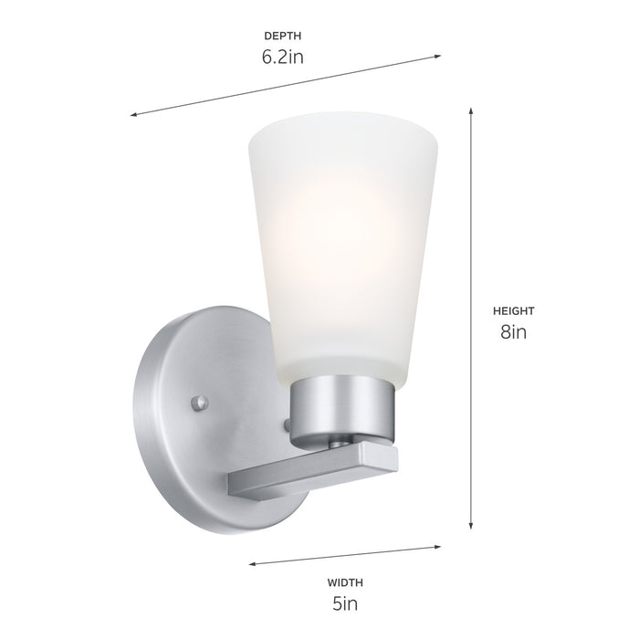 Kichler 52437NI One Light Wall Sconce, Brushed Nickel