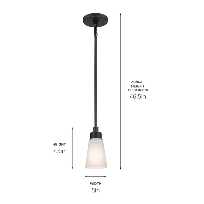 Kichler 52444BK One Light Mini Pendant, Black