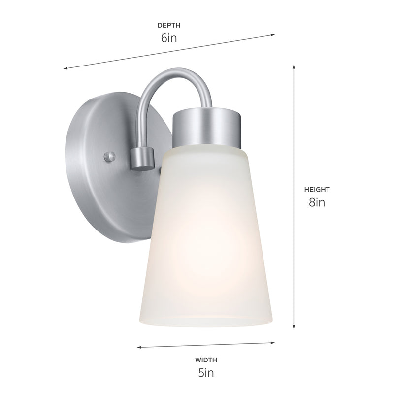 Kichler 52445NI One Light Wall Sconce, Brushed Nickel
