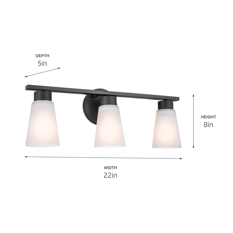 Kichler 55121BK Three Light Bath, Black