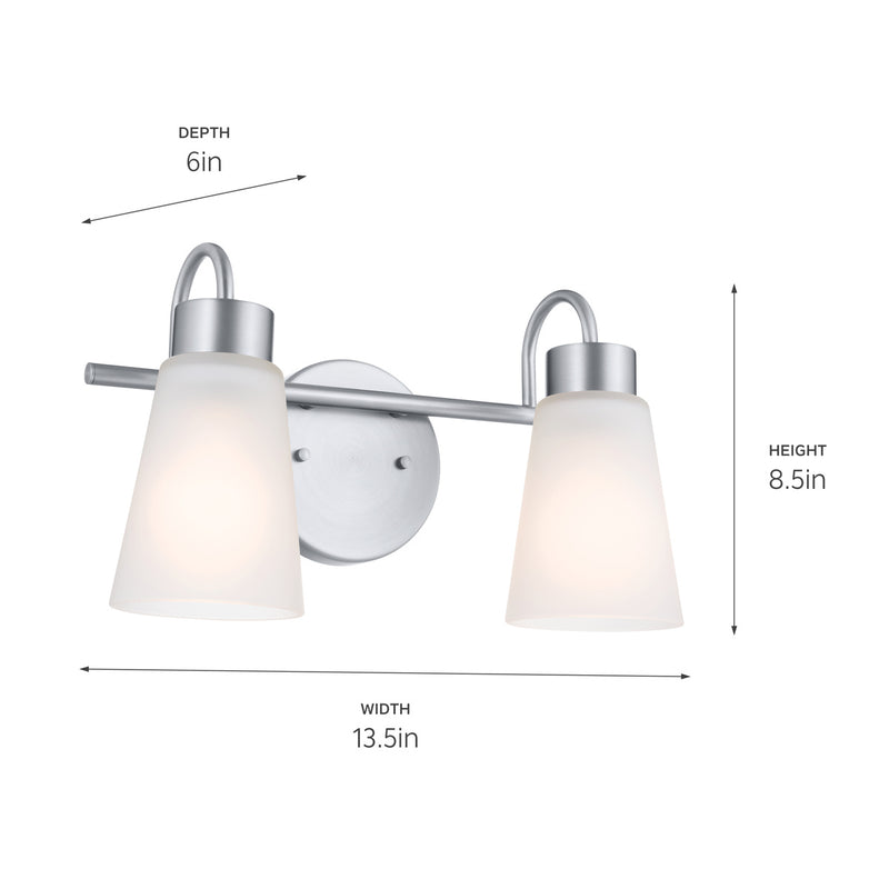 Kichler 55125NI Two Light Bath, Brushed Nickel