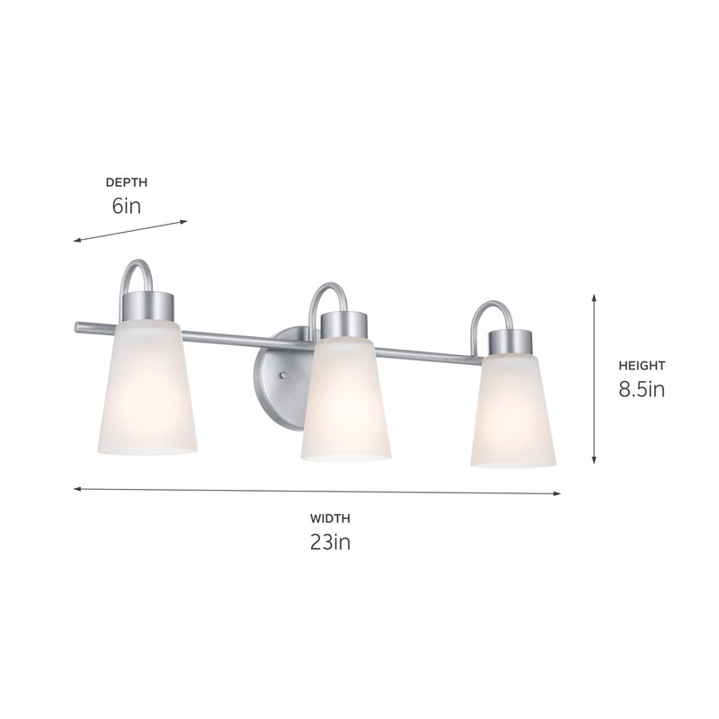 Kichler 55126NI Three Light Bath, Brushed Nickel